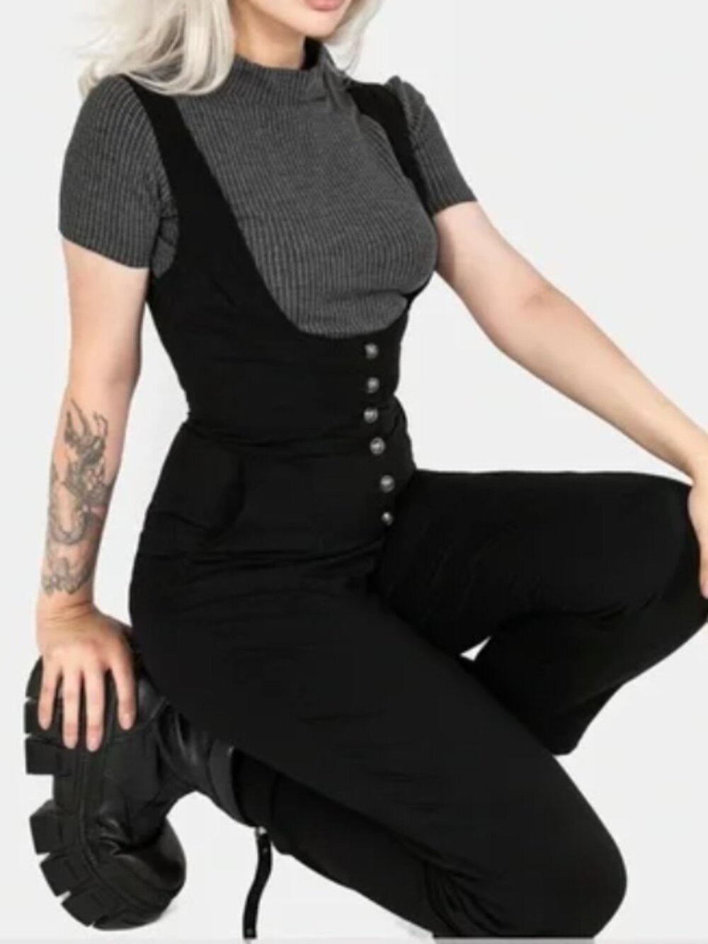 NWT Disturbia Alicia Tailored Suspender Jumpsuit Size US 4 Small Women's Gothic